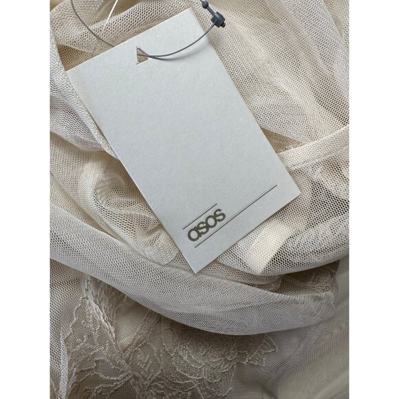 New ASOS Design‎ Formal Cocktail Midi Dress Size 4 Ivory Embroidered Floral - Picture 5 of 15